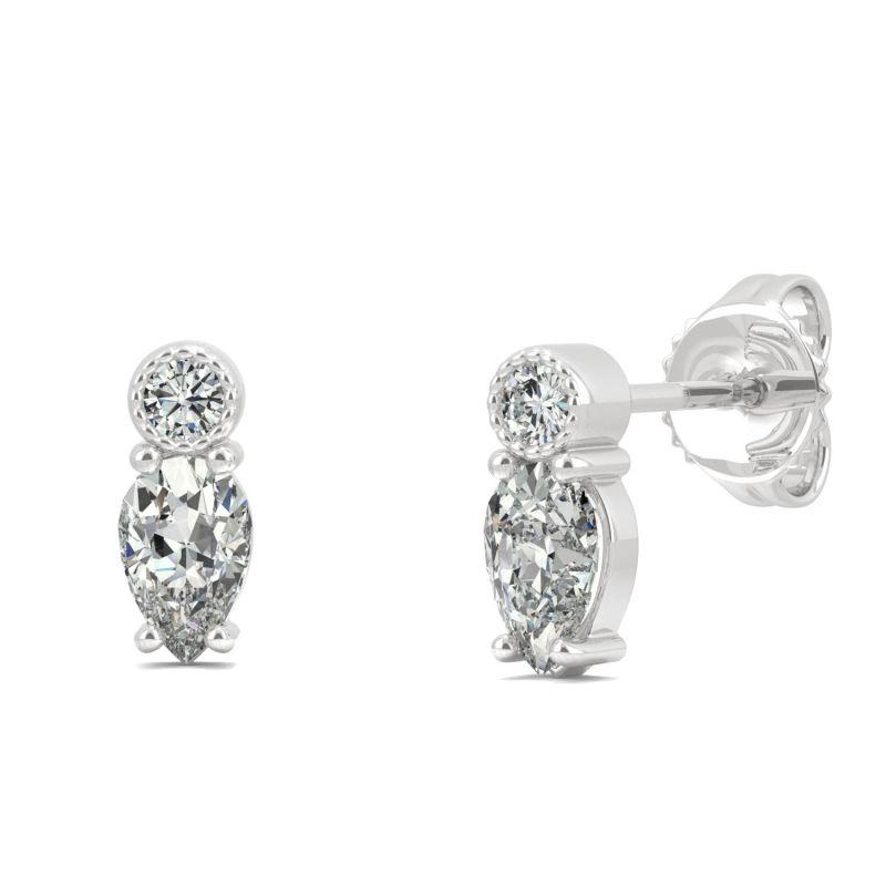 925 Sterling Sliver Pear Cut Stud Earrings