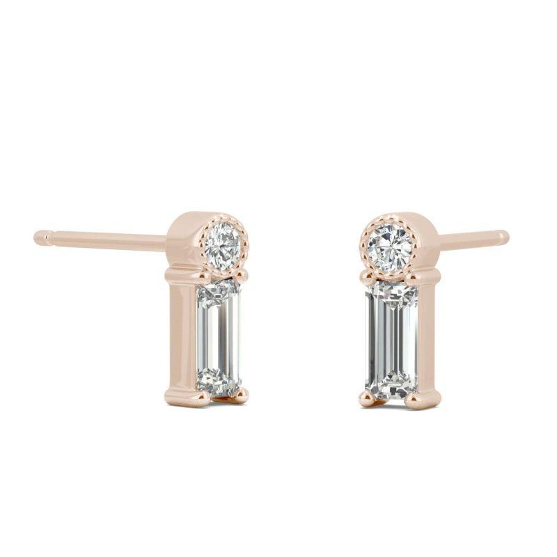 925 Sterling Sliver Emerald Cut Cubic Zirconia Stud Earrings