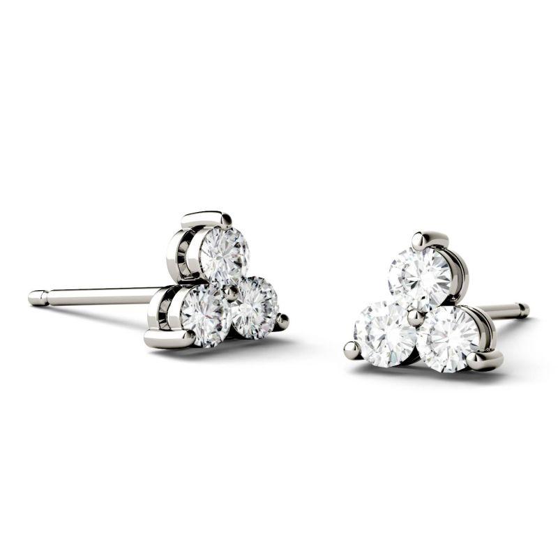 925 Sliver Sterling Round Cut Cubic Zirconia Trio Stud Earrings