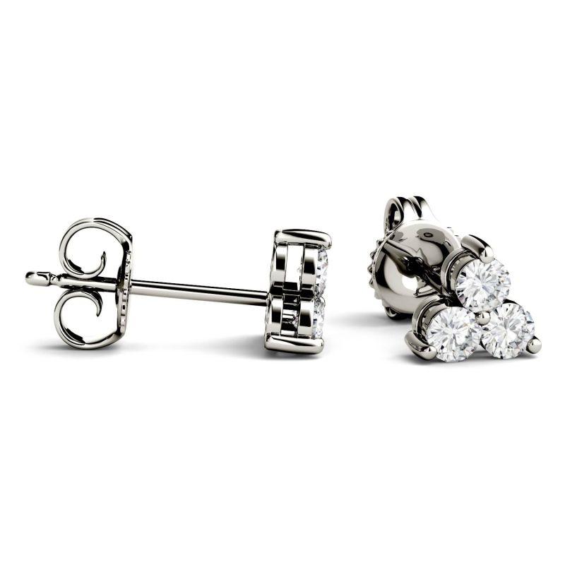 925 Sliver Sterling Round Cut Cubic Zirconia Trio Stud Earrings