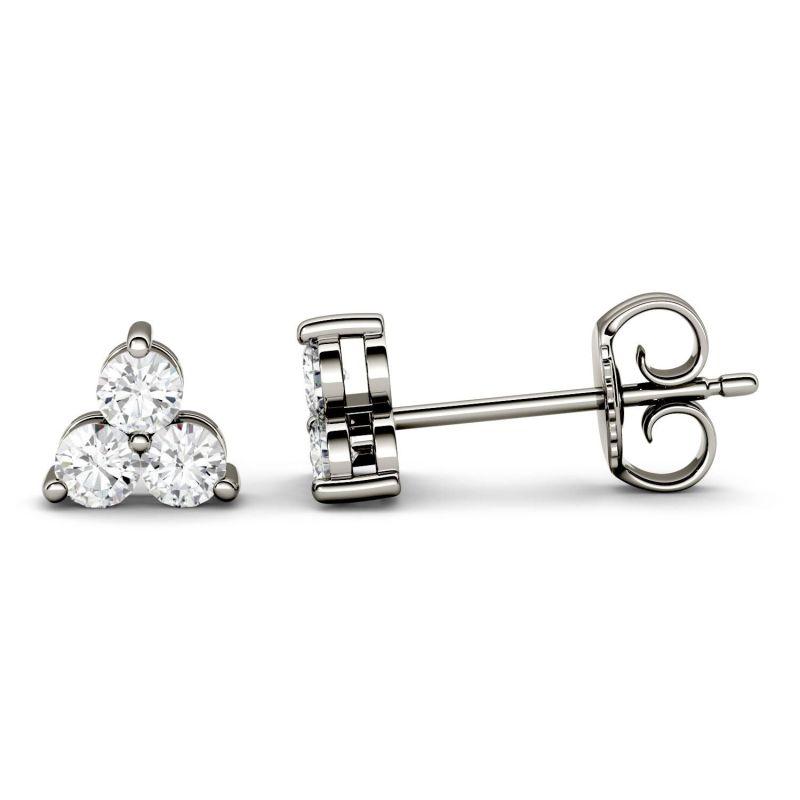 925 Sliver Sterling Round Cut Cubic Zirconia Trio Stud Earrings