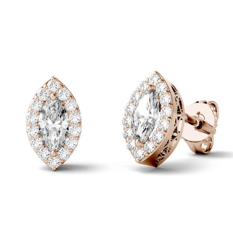 925 Sterling Sliver Marquise Halo Cubic Zirconia Stud Earrings