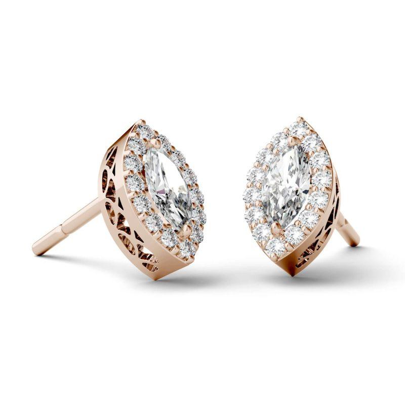 925 Sterling Sliver Marquise Halo Cubic Zirconia Stud Earrings