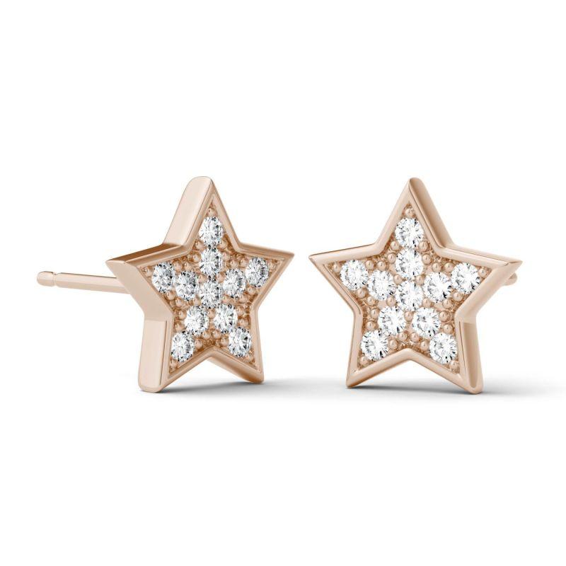 925 Sterling Sliver Round Cut Cubic Zirconia Star Stud Earrings