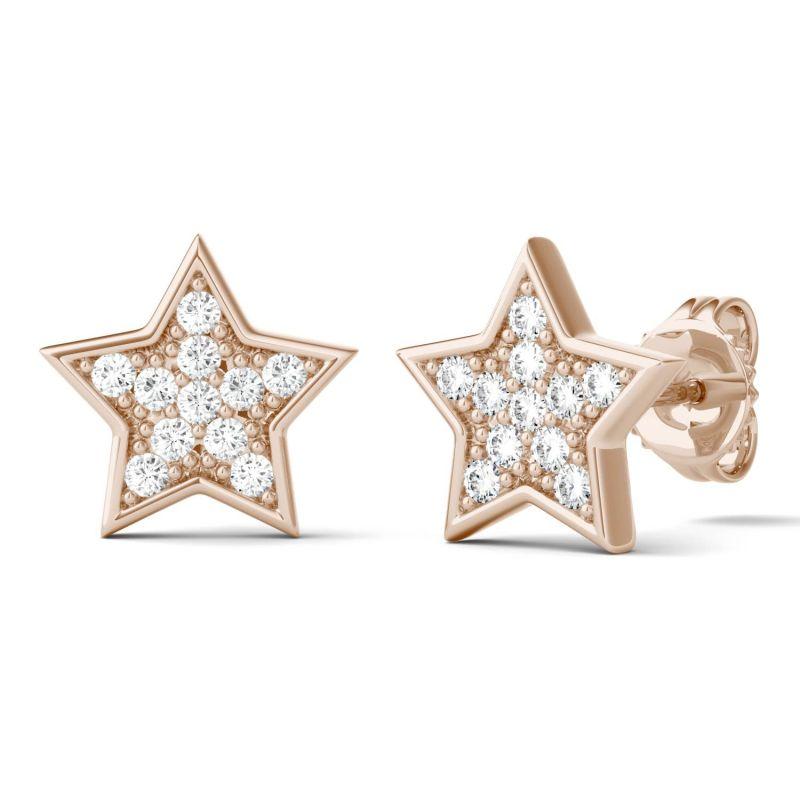 925 Sterling Sliver Round Cut Cubic Zirconia Star Stud Earrings