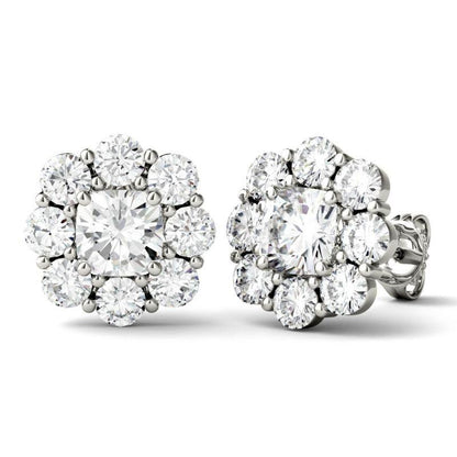 925 Sterling Silver Cushion Cubic Zirconia Halo Stud Earrings