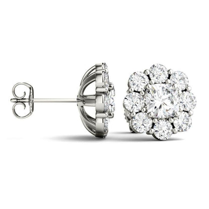 925 Sterling Silver Cushion Cubic Zirconia Halo Stud Earrings