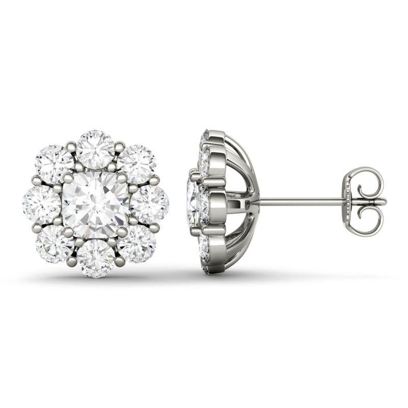 925 Sterling Silver Cushion Cubic Zirconia Halo Stud Earrings