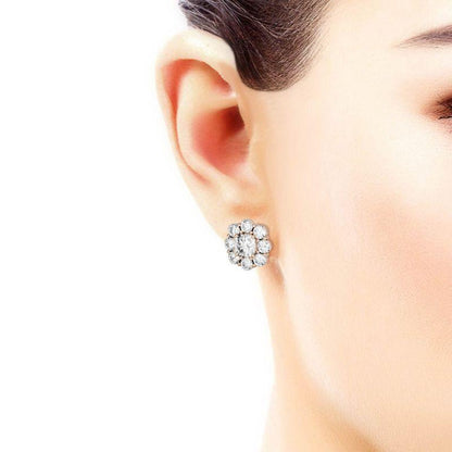 925 Sterling Silver Cushion Cubic Zirconia Halo Stud Earrings