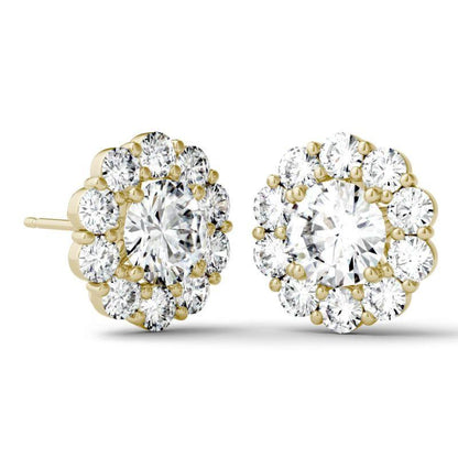 925 Sterling Sliver Round Cut Cubic Zirconia Halo Stud Earrings