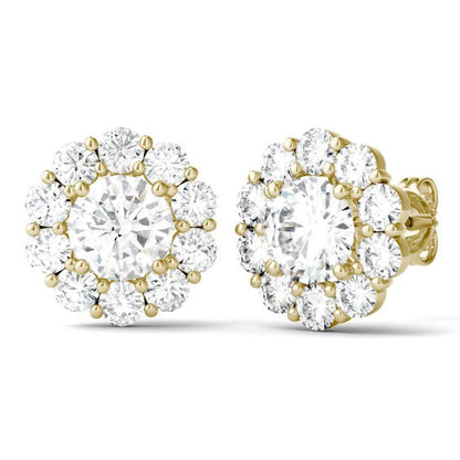 925 Sterling Sliver Round Cut Cubic Zirconia Halo Stud Earrings