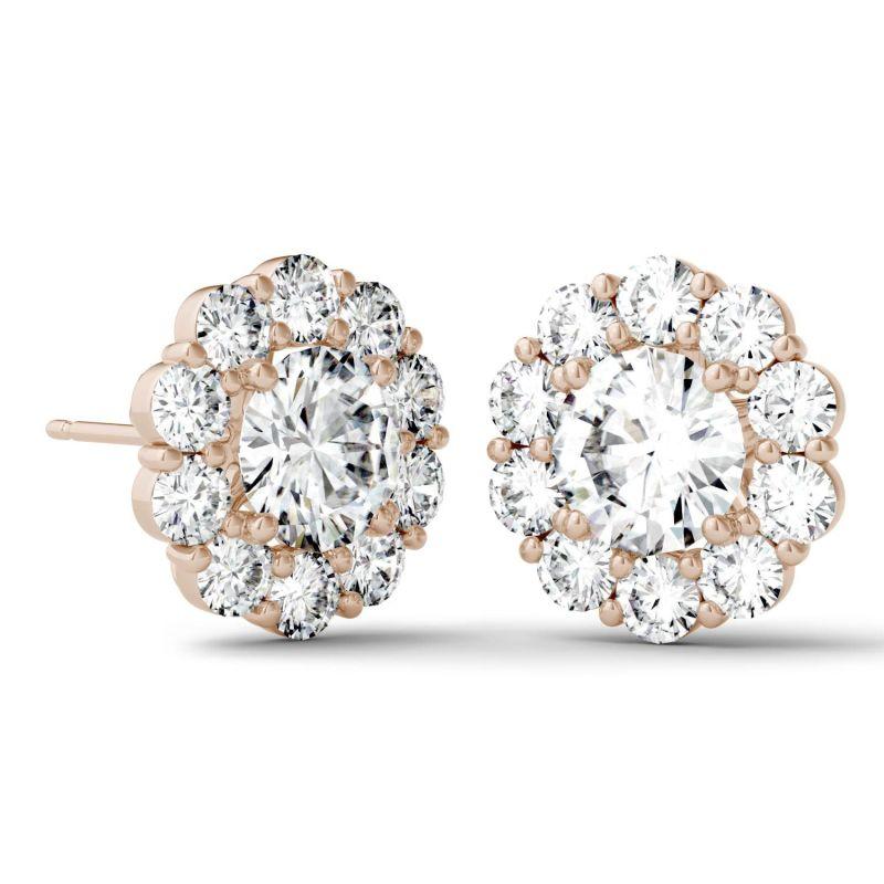 925 Sterling Sliver Round Cut Cubic Zirconia Halo Stud Earrings