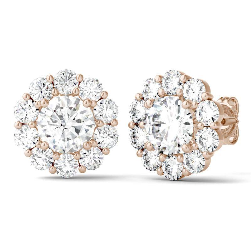 925 Sterling Sliver Round Cut Cubic Zirconia Halo Stud Earrings