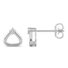 925 Sliver Sterling Round cut Cubic Zirconia Triangle Stud Earrings