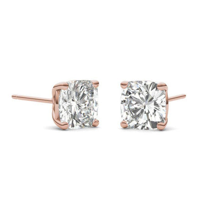 925 Sterling Sliver Cushion Cut Solitaire Stud Earrings