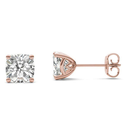 925 Sterling Sliver Cushion Cut Solitaire Stud Earrings