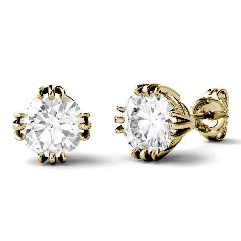 925 Sterling Sliver Round Cubic Zirconia Triple Prong Solitaire Stud Earrings