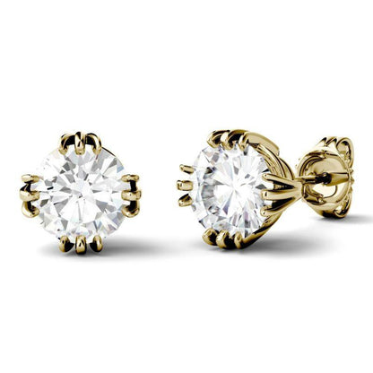 925 Sterling Sliver Round Cut Triple Prong Solitaire Stud Earrings