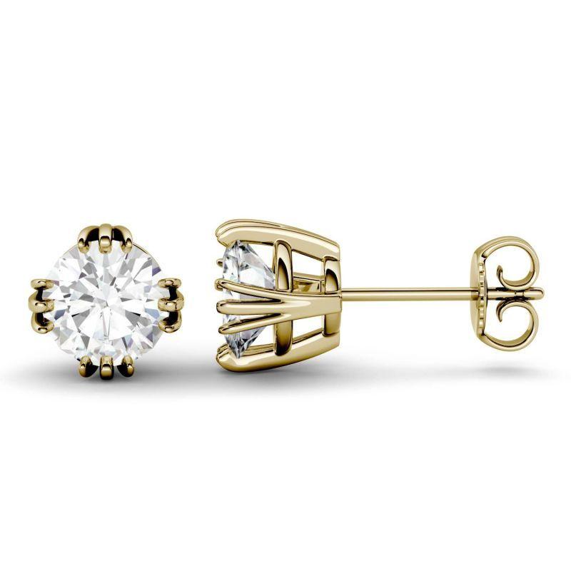 925 Sterling Sliver Round Cubic Zirconia Triple Prong Solitaire Stud Earrings