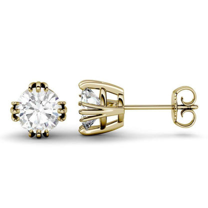 925 Sterling Sliver Round Cut Triple Prong Solitaire Stud Earrings