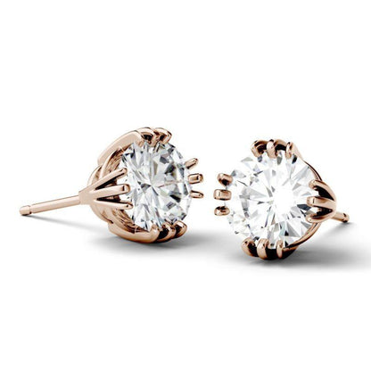 925 Sterling Sliver Round Cubic Zirconia Triple Prong Solitaire Stud Earrings