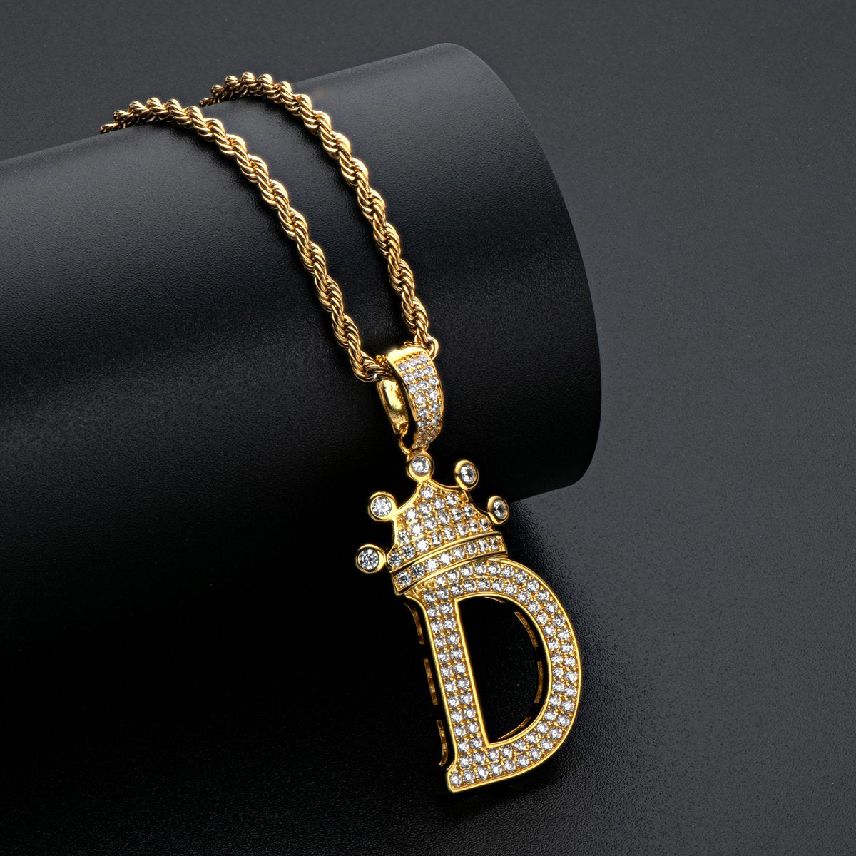 925 Sterling Silver Letter D Initial Pendant Necklace With Rope Chain