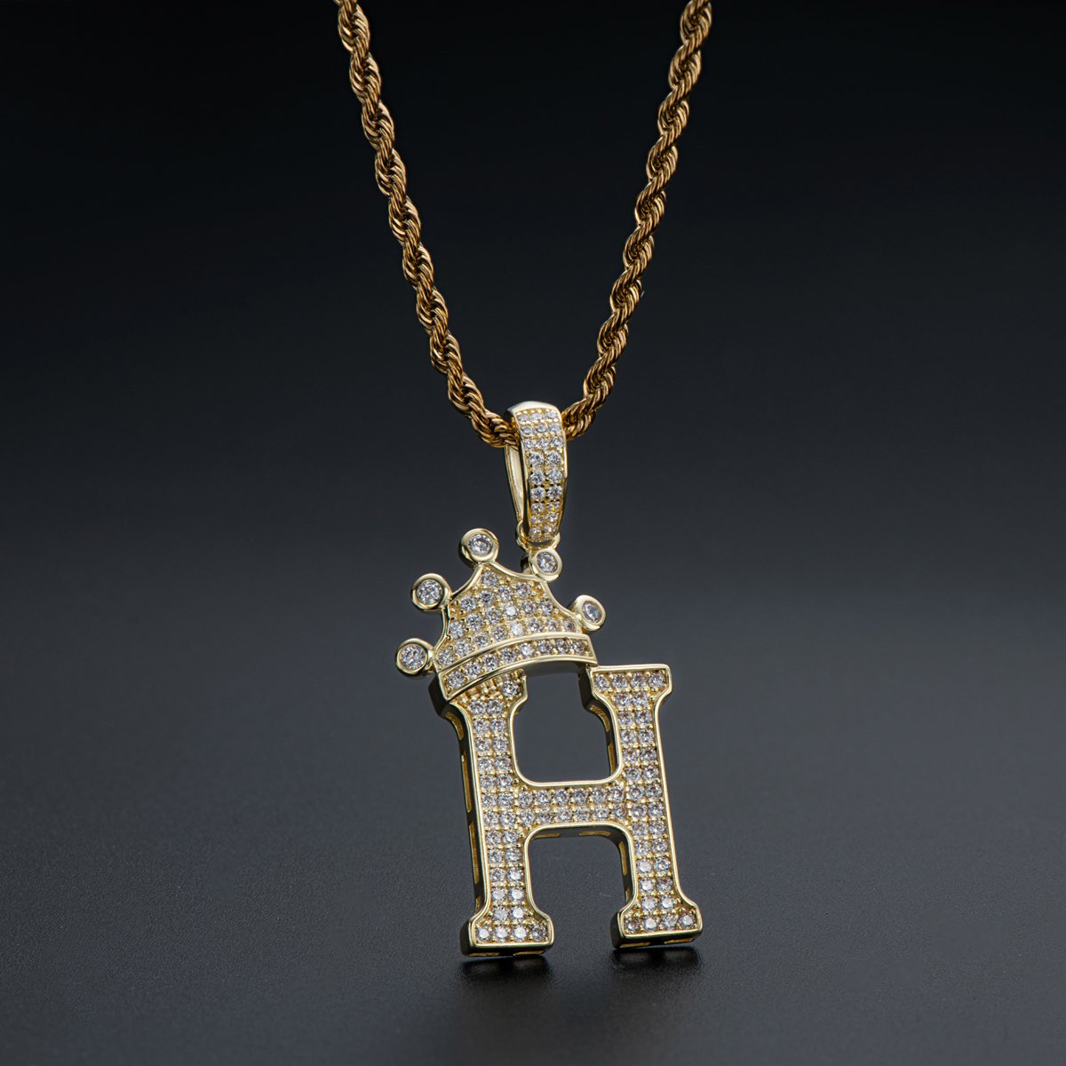 925 Sterling Silver Initial H Alphabet Necklace for Women Men