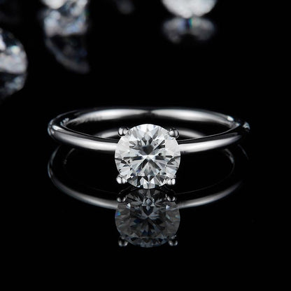 925 Sterling Silver Classic Solitaire Round Cut CZ Ring