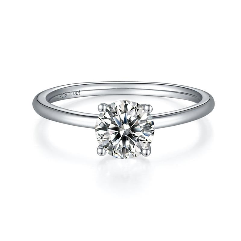 925 Sterling Silver Classic Solitaire Round Cut CZ Ring