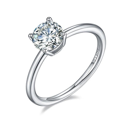 925 Sterling Silver Classic Solitaire Round Cut CZ Ring