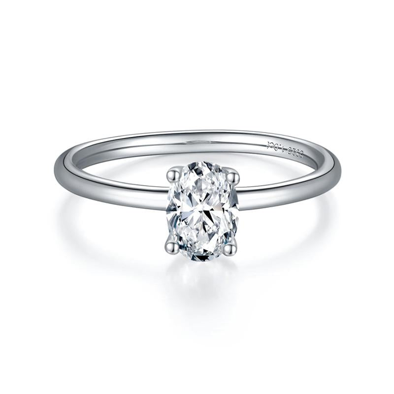 925 Sterling Silver Oval Cut 1 Carat CZ Solitaire Ring