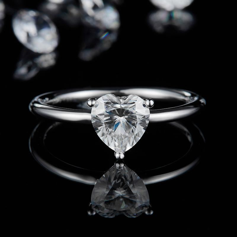 Moissanite Diamond Heart Shaped CZ Ring