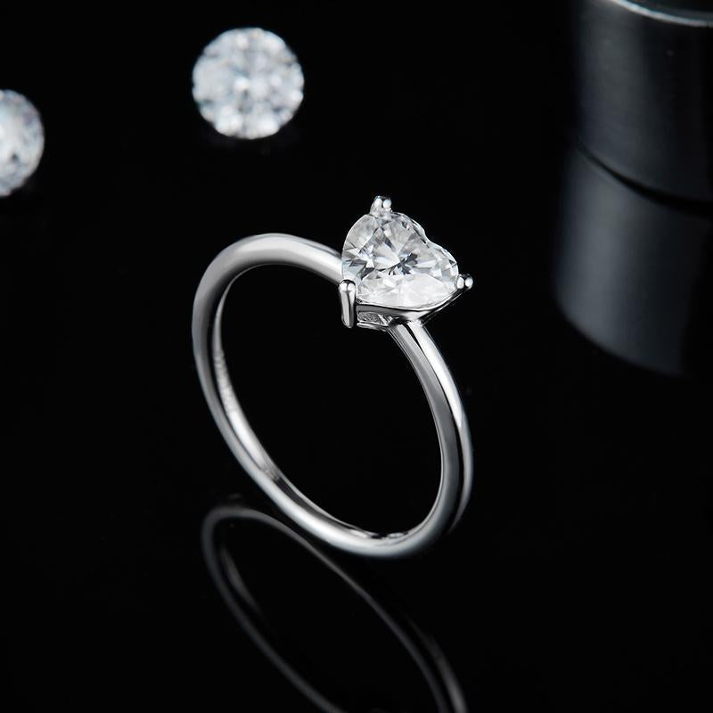 Moissanite Diamond Heart Shaped CZ Ring