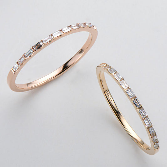 925 Silver Sterling Diamond Baguette Cut Fashion Band