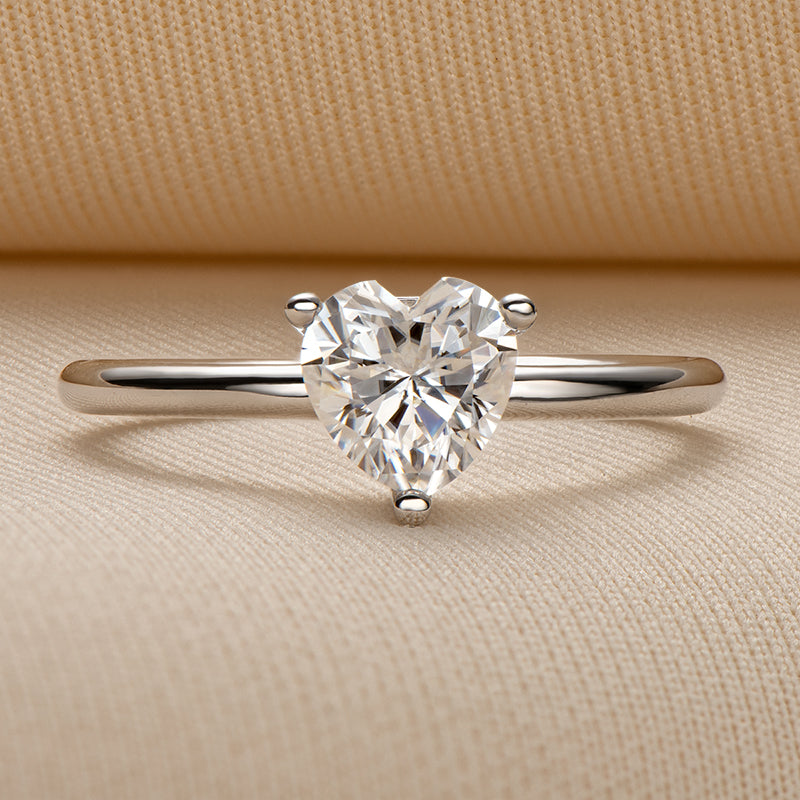 Moissanite Diamond Heart Shaped CZ Ring