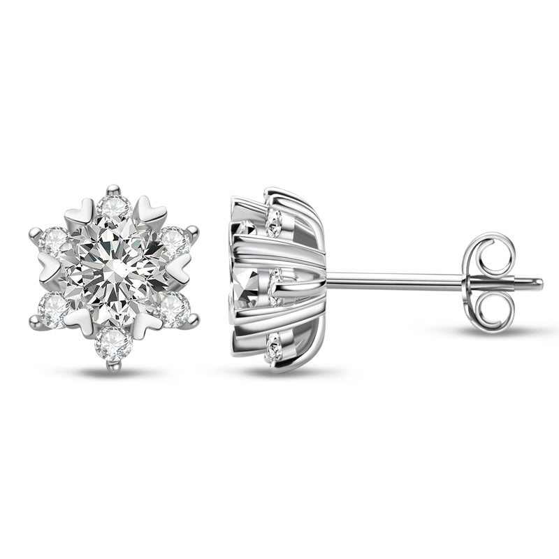 925 Sterling Silver Round Cut Cubic Zirconia Classic Stud Earrings