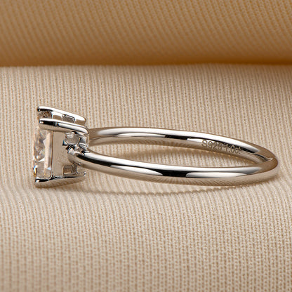 925 Sterling Silver Solitaire Princess Cut CZ Ring