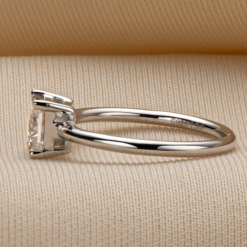 925 Sterling Silver Solitaire Princess Cut CZ Ring