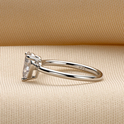 925 Sterling Silver Pear Shaped 1.0CT CZ Solitaire Ring