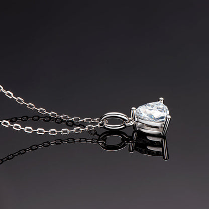 925 Sterling Silver Trillion Cut Solitaire CZ Pendant Necklace