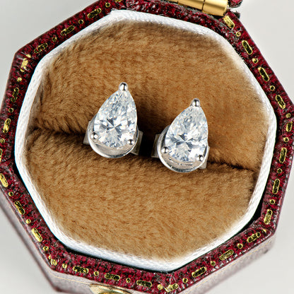 925 Sterling Silver Pear Shaped Cubic Zirconia Stud Earrings