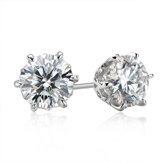 925 Sterling Silver Brilliant Round Cut Cubic Zirconia Stud Earrings