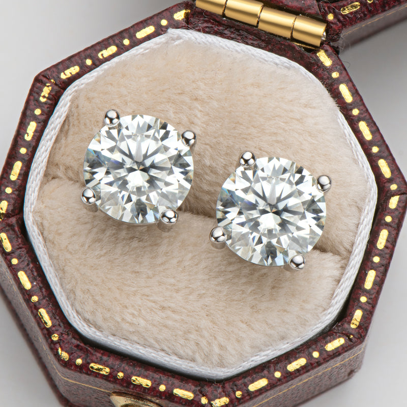 925 Sterling Silver Round Cut CZ Classic Stud Earrings