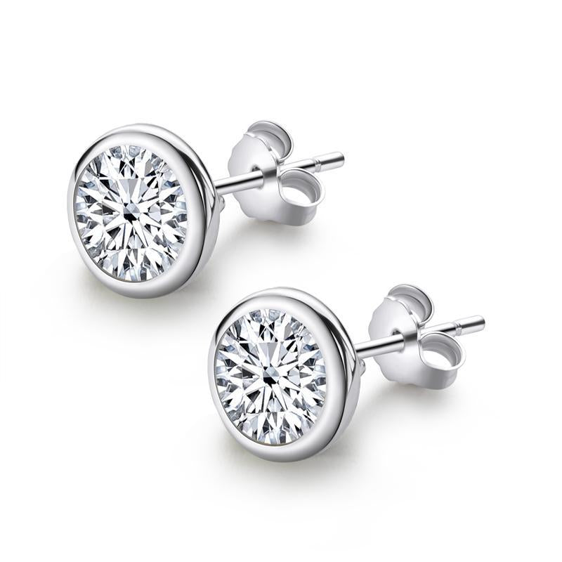 925 Sterling Silver Brilliant Round Cut Cubic Zirconia Stud Earrings