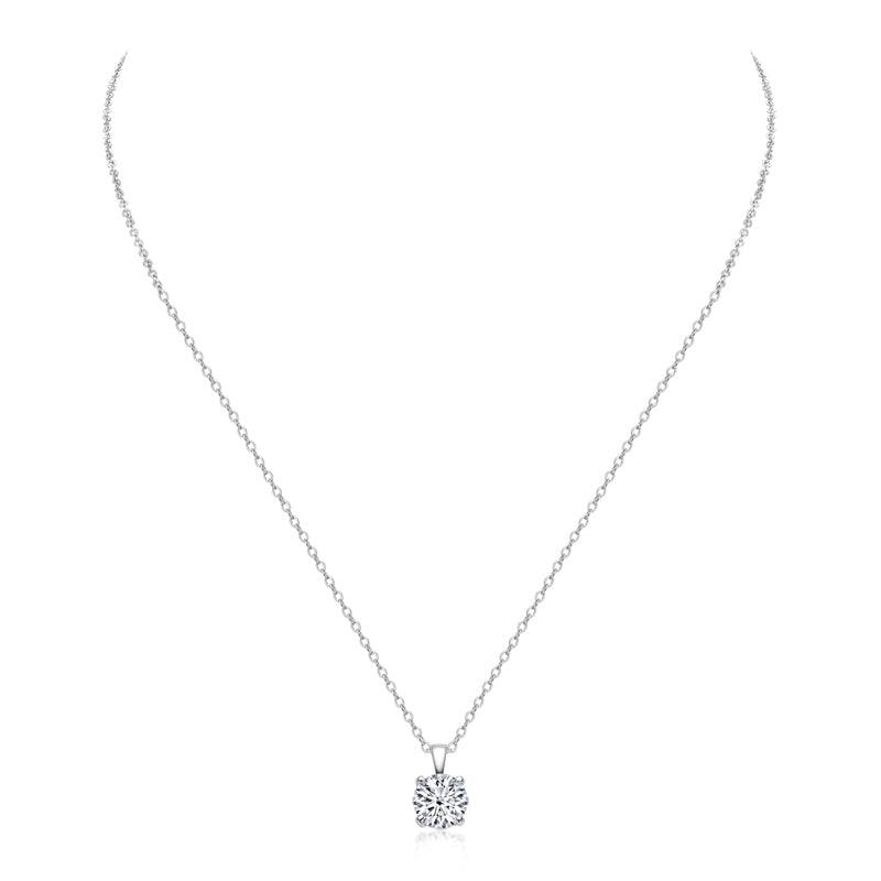 925 Sterling Silver Brilliant Round CZ Pendant Necklace