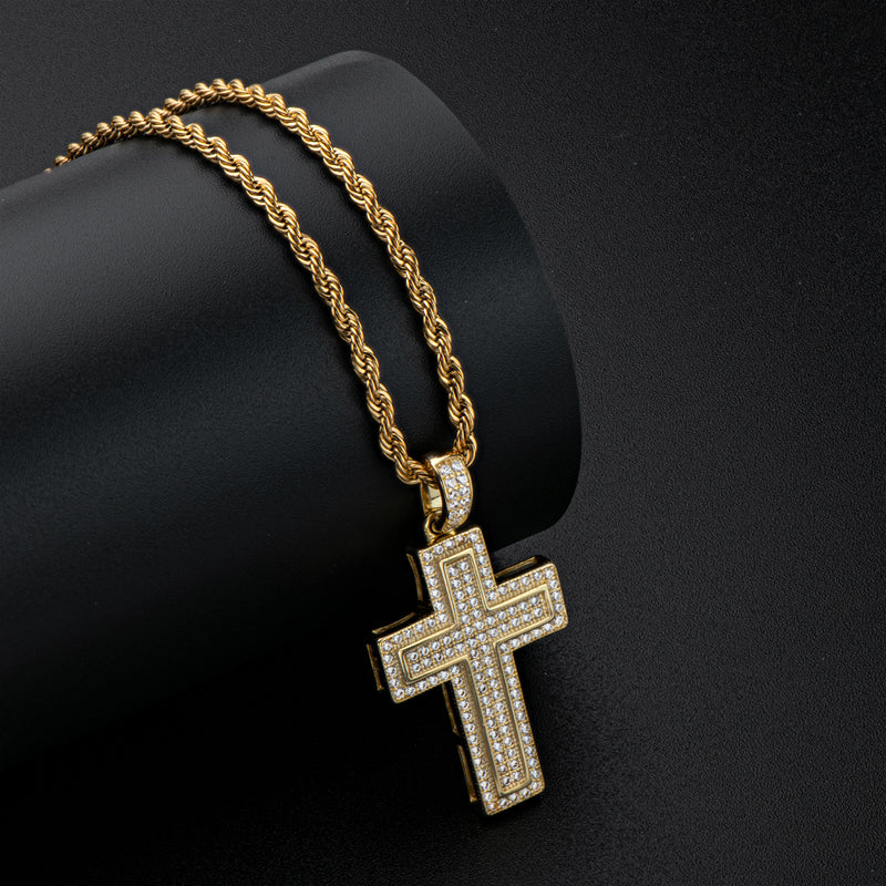 925 Sterling Silver Personalized Multilayer Cross Long Chain Cool Pendant Necklace