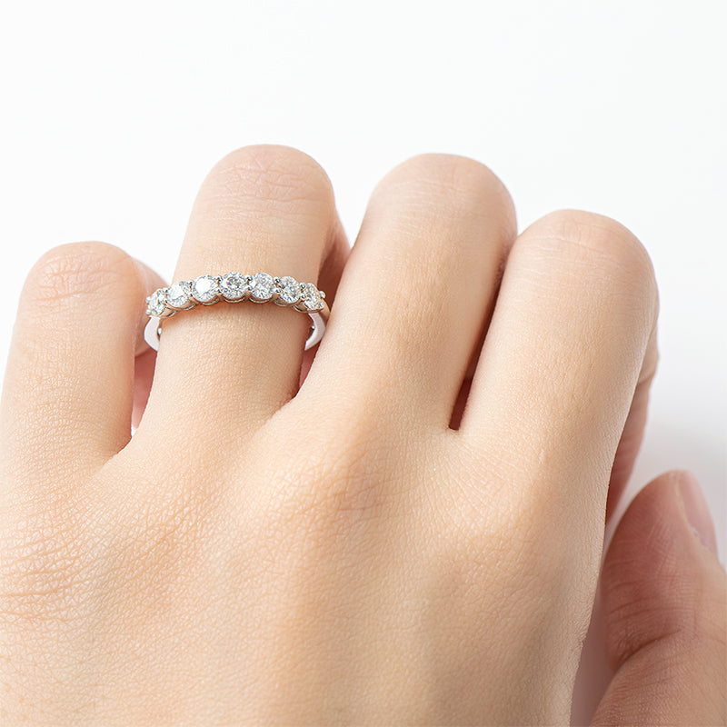 925 Sterling Silver Round Cut CZ Half Eternity Band