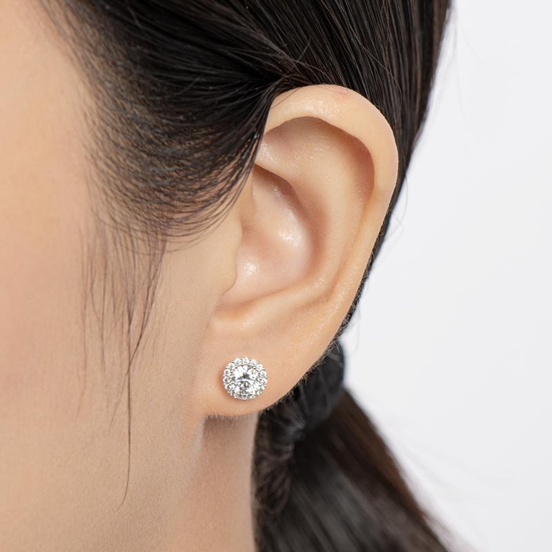 925 Sterling Silver Round Cubic Zirconia Stud Earrings