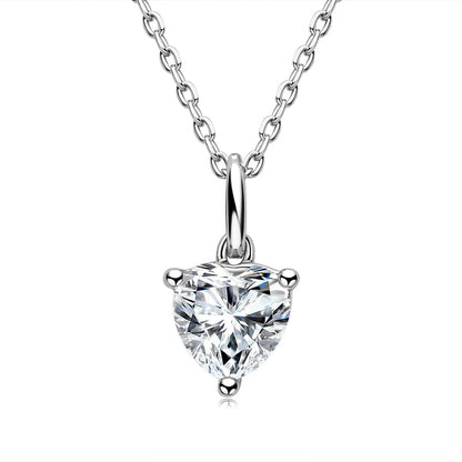 925 Sterling Silver Heart Shaped CZ Pendant Necklace