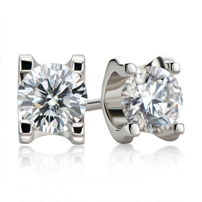 925 Sterling Silver Round Cut Cubic Zirconia Stud Earrings